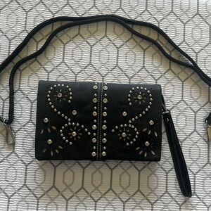 American Bling Black Studded Clutch Wristlet